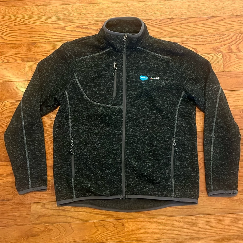 Salesforce Slack Elevate Full Zip Black Heather Sweater Jacket Adult Men's L